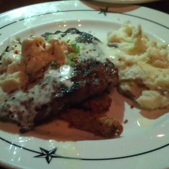 Saltgrass Steak House - Rib eye with the oscar topping and garlic mashed taters. Soo gooodddd - Steakhouses Near Me - Laughlin, Nevada
