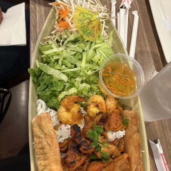 Bone & Broth - Grilled chicken, shrimp, egg roll, and vermicelli - Vietnamese Near Me - Ontario, California