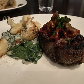 Provision - 8 ounce filet and a requested alternative side to the potatoes of creamed spinach and cauliflower - New American Near Me - Indianapolis, Indiana
