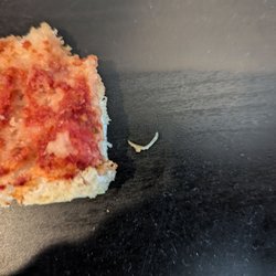 OY! Gluten Free Baking Company - Fingernail is pictured in the center, with the now cheese-less pizza to the left