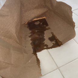 Evidence of sub in a tub container leaking due to improper handling.