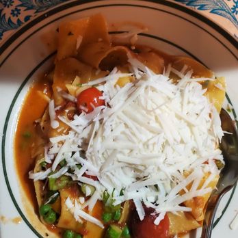 Gersi - Fresh Papardelle with Cherry Tomatoes, Peas, and Asparagus in a light tomato sauce. Amazing. - Italian Near Me - Brooklyn, New York Gersi - Fresh Papardelle with Cherry Tomatoes, Peas, and Asparagus in a light tomato sauce. Amazing. - Italian Near Me - Brooklyn, New York