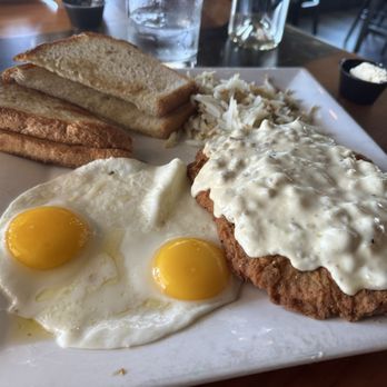 Oyhut Bay Grill - Chicken Fried Steak with Sunnyside-up Eggs - Salad Near Me - Ocean Shores, Washington