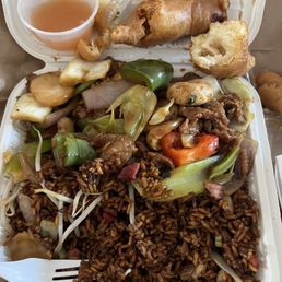 Szechuan beef and pork fried rice Szechuan beef and pork fried rice