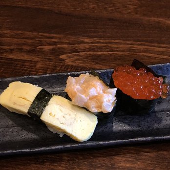 Fukuda - Tamago, chopped scallop, ikura (salmon roe) - Japanese Near Me - The Woodlands, Texas