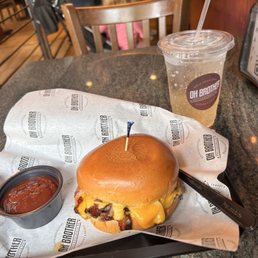 Bbq deluxe brisket sandwich ...I ordered my bbq sauce on the side but you can have it on the sandwich also. Bbq deluxe brisket sandwich ...I ordered my bbq sauce on the side but you can have it on the sandwich also.