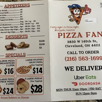 Pizza Fan - Menu - Pizza Near Me - Cleveland, Ohio Pizza Fan - Menu - Pizza Near Me - Cleveland, Ohio