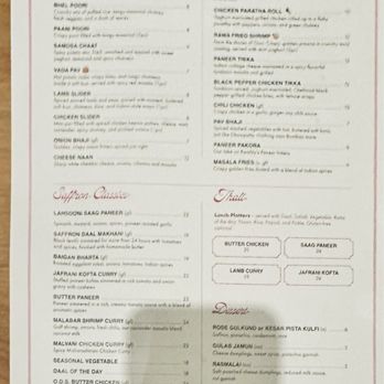Saffron - Menu - Indian Near Me - San Carlos, California
