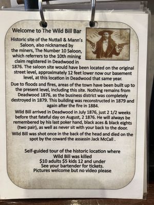 Menu photo 1 Wild Bill Bar Deadwood, SD Menu photo 1 Wild Bill Bar Deadwood, SD