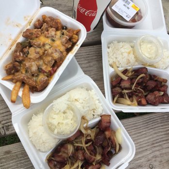 Fresh Catch - Smoke meat and again with the side poke and pastele fries! - Hawaiian Near Me - Kaneohe, Hawaii