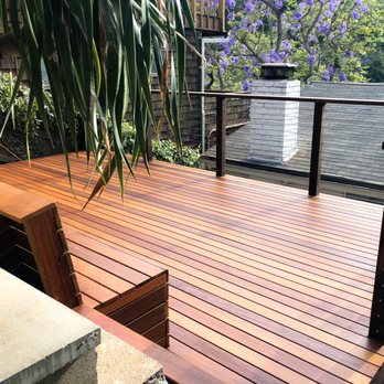 Dr Deck - built-in IPE bench w/stainless steel railing - Decks & Railing Near Me - Los Angeles, California