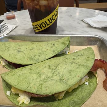 Revolucion - Bacon, Egg & Cheese tacos  Cold Brew Coffee - Coffee & Tea Near Me - Austin, Texas
