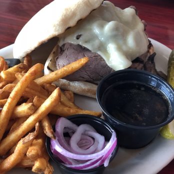 Kurtev's Backyard Grill and Bar - Prime Rib sandwich with Swiss cheese. Uh...yum! - New American Near Me - Fond du Lac, Wisconsin
