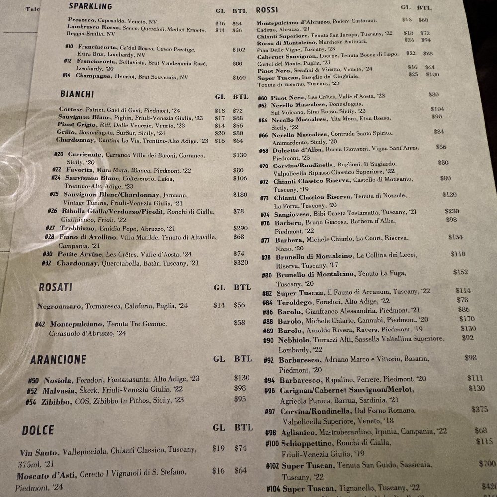 Olio E Più - Wine menu - Italian Near Me - New York, New York