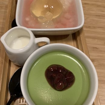 Kyuramen - Flushing - Japanese Cherry Blossom Jelly, Matcha Pudding W. Red Bean - Ramen Near Me - Flushing, New York Kyuramen - Flushing - Japanese Cherry Blossom Jelly, Matcha Pudding W. Red Bean - Ramen Near Me - Flushing, New York