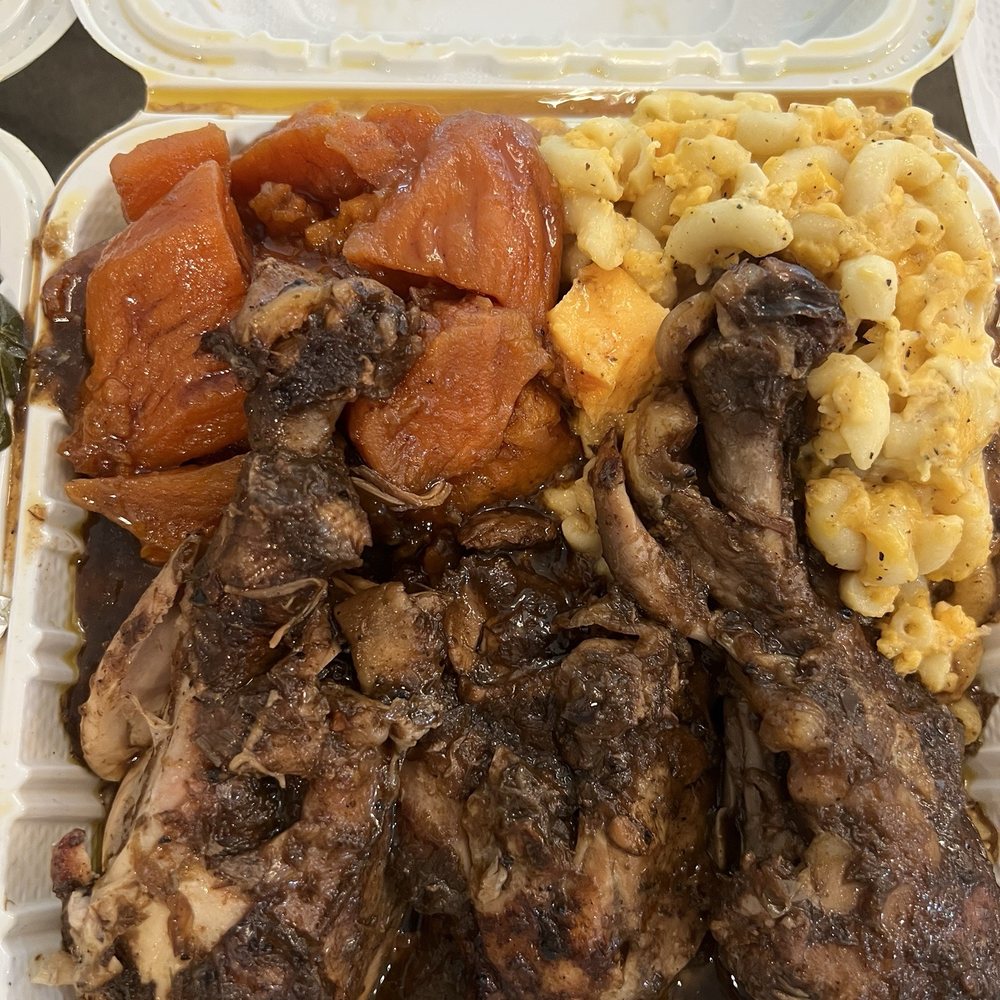 Amazing Taste - Jerk Chicken Platter with candied yams and Mac and cheese - Soul Food Near Me - North Plainfield, New Jersey Amazing Taste - Jerk Chicken Platter with candied yams and Mac and cheese - Soul Food Near Me - North Plainfield, New Jersey