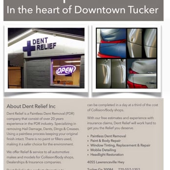 Dent Relief - Now Open in the heart of Downtown Tucker. Get Relief Today! - Auto Detailing Near Me - Tucker, Georgia