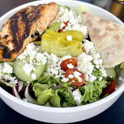 The Hideaway - Greek salad with added salmon