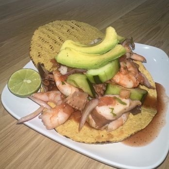 Mariscos El Picosito - Shrimp and octopus tostada - Mexican Near Me - Pismo Beach, California Mariscos El Picosito - Shrimp and octopus tostada - Mexican Near Me - Pismo Beach, California