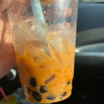 Five Spot Frozen Yogurt - Thai Milk Tea with weird white stuff.. - Ice Cream & Frozen Yogurt Near Me - Loganville, Georgia