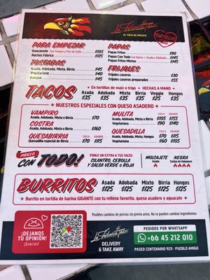 Menu photo 1 La Fabrica del Taco Tijuana, BCN