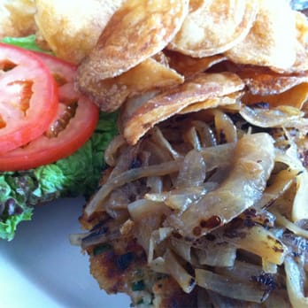 Parkers' Lighthouse - Happy Hour Salmon Burger with Hot Potato Chips - Seafood Near Me - Long Beach, California Parkers' Lighthouse - Happy Hour Salmon Burger with Hot Potato Chips - Seafood Near Me - Long Beach, California