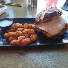 Cowboy burger and cheese curds.