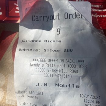 Wendy's - Labeled carry out but no one cares. - Fast Food Near Me - Wheaton, Maryland
