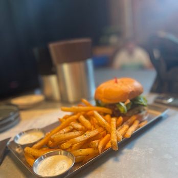 Hatback Bar & Grille - Steelhead burger with fries - American Near Me - Seattle, Washington Hatback Bar & Grille - Steelhead burger with fries - American Near Me - Seattle, Washington
