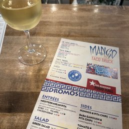 Chardonnay and front half of the menu Chardonnay and front half of the menu