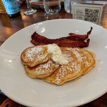 The Pearl - Buttermilk Pancakes Smoked Bacon, Fresh Lemon, Ohio Maple Syrup, Whipped Butter 12 (V) - New American Near Me - Dublin, Ohio The Pearl - Buttermilk Pancakes Smoked Bacon, Fresh Lemon, Ohio Maple Syrup, Whipped Butter 12 (V) - New American Near Me - Dublin, Ohio