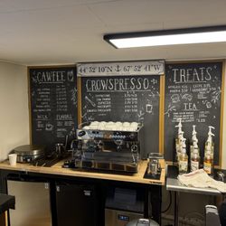 Crows Nest Cafe - Menu Board. Authentic espresso machine, too!!