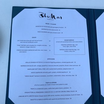 Blu Mar - Menu - Mediterranean Near Me - Southampton, New York