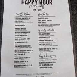 Happy hour menu April 2026 Happy hour menu April 2026