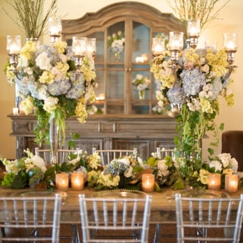 Events In Bloom - Floral Candelabra, Reclaimed Wood Dining Table, Bar and Hutch - Party & Event Planning Near Me - Houston, Texas