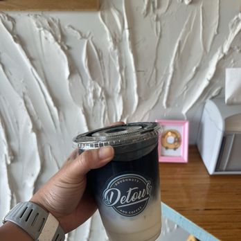 Detour Doughnuts And Coffee - goth latte - Donuts Near Me - Frisco, Texas