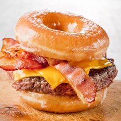 Donut World - Bacon & Sausage & Cheese or With Egg Glazed Sandwich $2.99