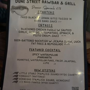 Dune Street RawBar & Grill - Menu - Seafood Near Me - Nags Head, North Carolina