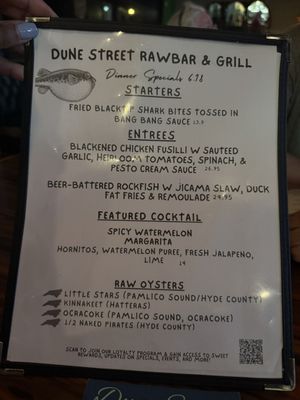Menu photo 5 Dune Street RawBar & Grill Nags Head, NC
