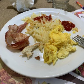 Denny's - Uncooked hash browns and bacon. All cold. - Breakfast & Brunch Near Me - Cocoa Beach, Florida