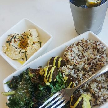 Vessel Kitchen - Summer market plate. Falafel, Cashew Caesar Broccoli and Orzo + Quinoa - New American Near Me - Midvale, Utah Vessel Kitchen - Summer market plate. Falafel, Cashew Caesar Broccoli and Orzo + Quinoa - New American Near Me - Midvale, Utah