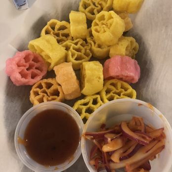 Shalimar Restaurant - Fried snack with condiments- served to every table upon seating, starts off the meal - Indian Near Me - Iselin, New Jersey Shalimar Restaurant - Fried snack with condiments- served to every table upon seating, starts off the meal - Indian Near Me - Iselin, New Jersey
