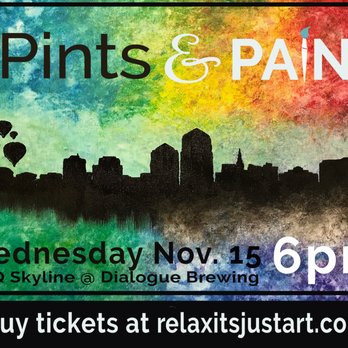 Relax...It's Just Art - Public Paint and Sip Class - ABQ Skyline at Dialogue Brewing - Paint & Sip Near Me