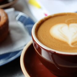 Kuro Kuma Espresso & Coffee - Soy latte and a cinnamon bun.