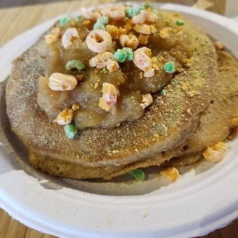 Daps Breakfast & Imbibe - Apple jack pancakes, with apple compote. - Breakfast & Brunch Near Me - Charleston, South Carolina Daps Breakfast & Imbibe - Apple jack pancakes, with apple compote. - Breakfast & Brunch Near Me - Charleston, South Carolina