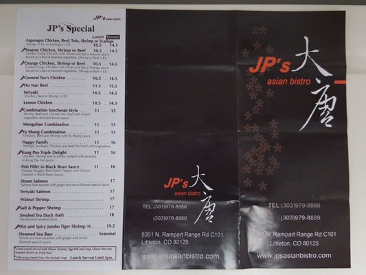 Menu photo 1 JP's Asian Bistro Littleton, CO Menu photo 1 JP's Asian Bistro Littleton, CO