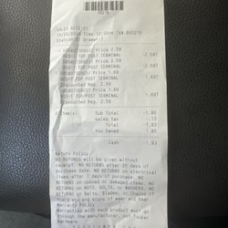 Tucker Hardware - The receipt after she fixed it.