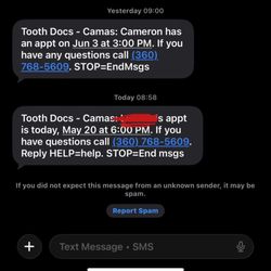 Tooth Docs Camas - Confirmation of appointment