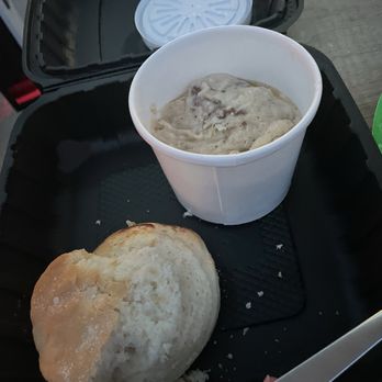 Aretha Frankenstein's - Small biscuit and sausage gravy - Breakfast & Brunch Near Me - Knoxville, Tennessee Aretha Frankenstein's - Small biscuit and sausage gravy - Breakfast & Brunch Near Me - Knoxville, Tennessee