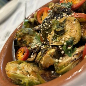 True Food Kitchen - Crispy Brussels weren't so crispy today but always tasty. - Vegetarian Near Me - Annapolis, Maryland